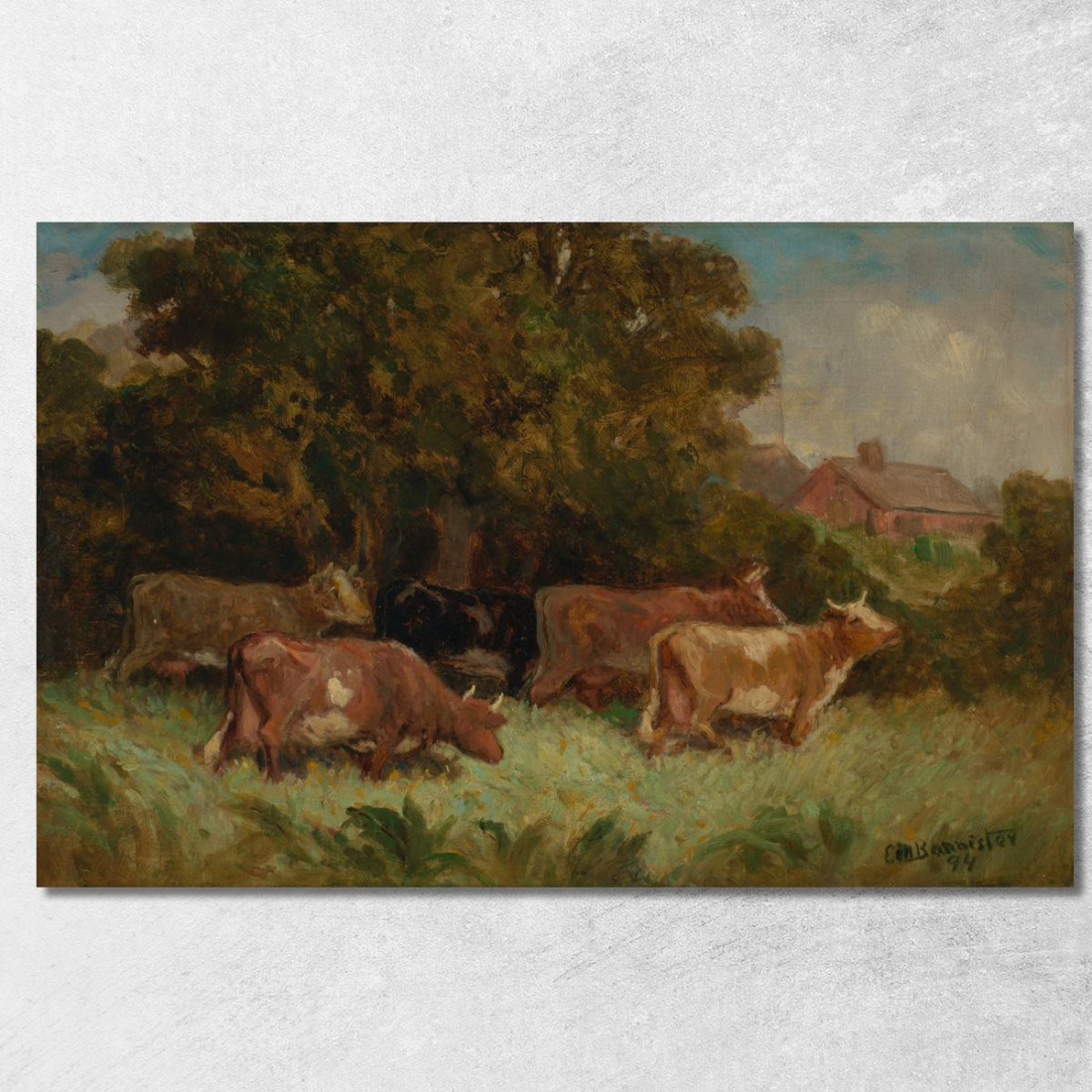 Cinque Mucche Al Pascolo Tetto Sullo Sfondo Edward Mitchell Bannister emb42 quadro stampato su tela Cinque Mucche Al Pascolo Tetto Sullo Sfondo Edward Mitchell Bannister emb42 quadro stampato su tela