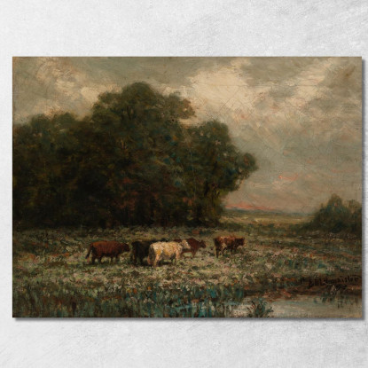Paesaggio Con Bestiame Al Pascolo Edward Mitchell Bannister emb46 quadro stampato su tela
