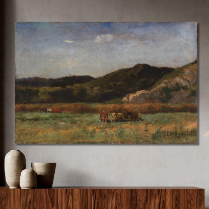 Paesaggio Con Mucche Al Pascolo Sulle Colline Edward Mitchell Bannister emb48 quadro stampato su tela