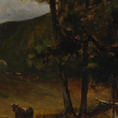 Paesaggio Con Mucche Nel Ruscello Vicino Agli Alberi Edward Mitchell Bannister emb49 quadro stampato su tela