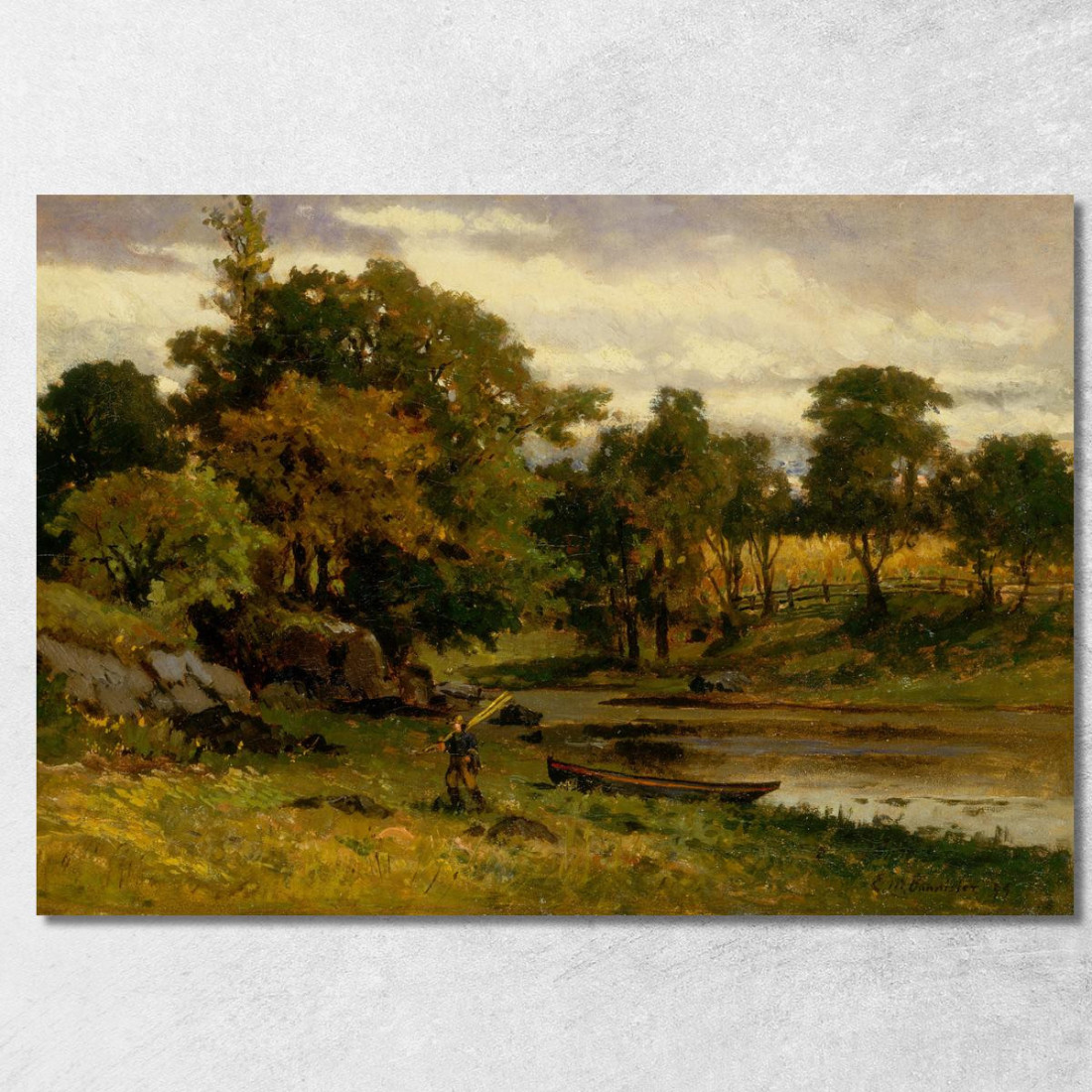 Paesaggio Barca Ormeggiata Vicino Al Ruscello Uomo Che Cammina In Primo Piano Edward Mitchell Bannister emb53 quadro stampato s Paesaggio Barca Ormeggiata Vicino Al Ruscello Uomo Che Cammina In Primo Piano Edward Mitchell Bannister emb53 quadro stampato s