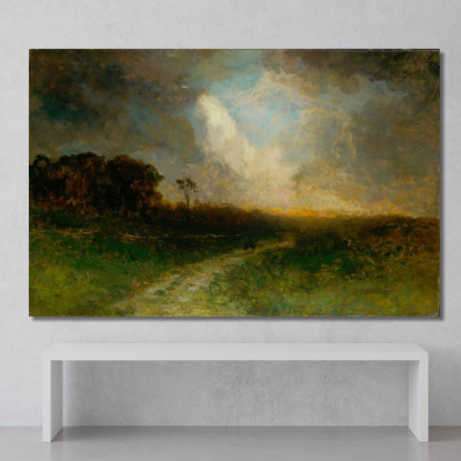 Paesaggio Uomo A Cavallo Edward Mitchell Bannister emb55 quadro stampato su tela