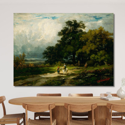 Uomo A Cavallo Con Donna E Cane Edward Mitchell Bannister emb58 quadro stampato su tela