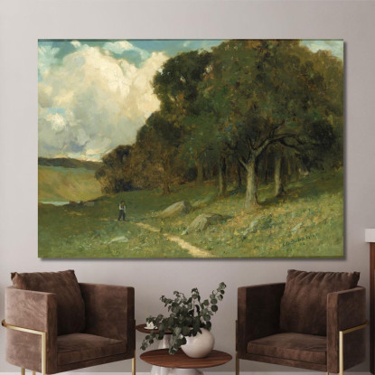 Uomo Sul Sentiero Con Alberi Sullo Sfondo Edward Mitchell Bannister emb60 quadro stampato su tela