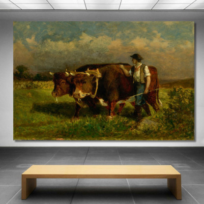 Uomo Con Due Buoi Edward Mitchell Bannister emb62 quadro stampato su tela