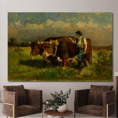 Uomo Con Due Buoi Edward Mitchell Bannister emb62 quadro stampato su tela