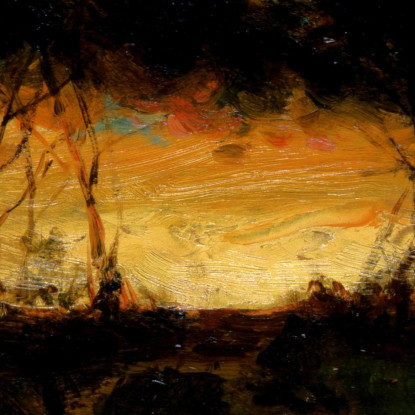 Tramonto Con Luna Crescente E Casale Edward Mitchell Bannister emb64 quadro stampato su tela