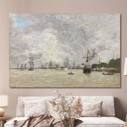 Anversa Barche Sull'Escaut Eugène Boudin ebd5 quadro stampato su tela