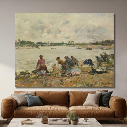 Lavandaie Sulla Riva Della Touques Eugène Boudin ebd70 quadro stampato su tela