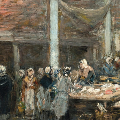 L’Antico Mercato Del Pesce A Bruxelles Eugène Boudin ebd89 quadro stampato su tela