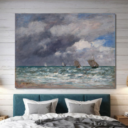 Barche A Vela Vicino A Trouville Eugène Boudin ebd117 quadro stampato su tela