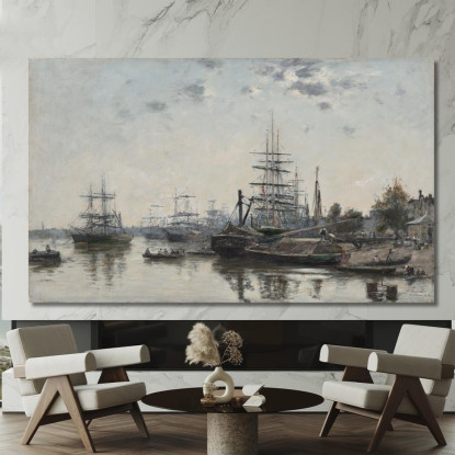 Veduta Di Bordeaux Dal Quai Des Chartrons Eugène Boudin ebd175 quadro stampato su tela