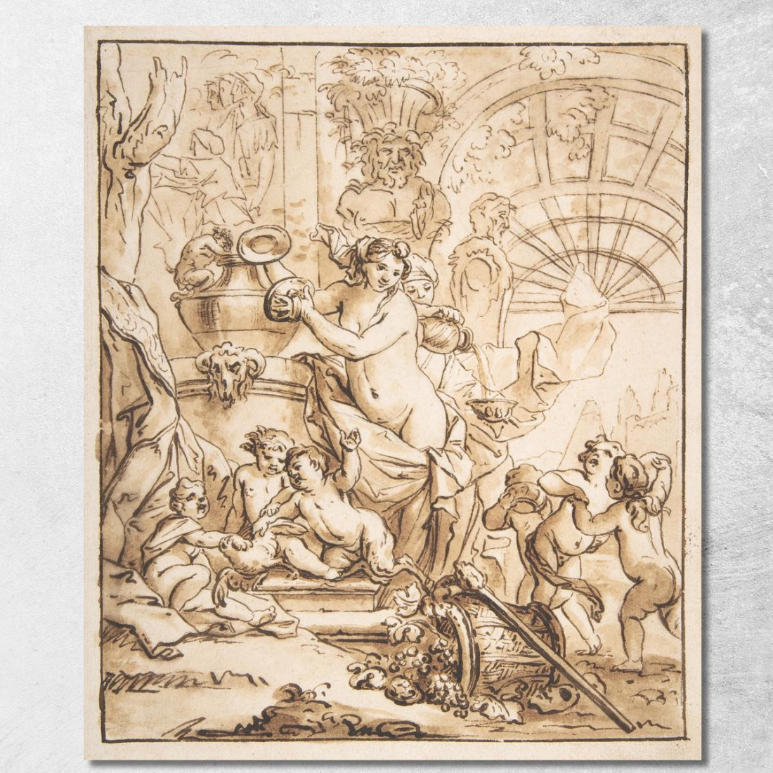Scena Baccanale Con Ninfe E Putti Gerard de Lairesse gdl7 quadro stampato su tela Scena Baccanale Con Ninfe E Putti Gerard de Lairesse gdl7 quadro stampato su tela