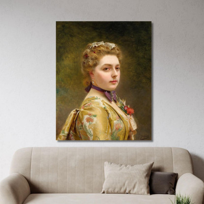Una Dama In Abito Dorato Gustave Jean Jacquet gjj4 quadro stampato su tela