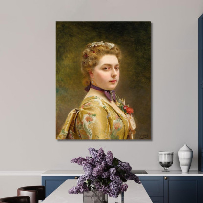 Una Dama In Abito Dorato Gustave Jean Jacquet gjj4 quadro stampato su tela