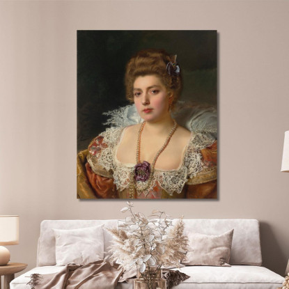 Ritratto Di Una Donna Con Perle Gustave Jean Jacquet gjj18 quadro stampato su tela