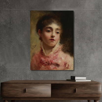 Giovane Donna In Abito Rosa Gustave Jean Jacquet gjj29 quadro stampato su tela