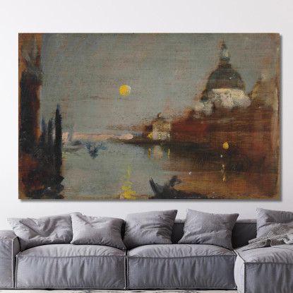Santa Maria Della Salute Dal Canal Grande Con Luna Piena Venezia James Jebusa Shannon jjs35 quadro stampato su tela