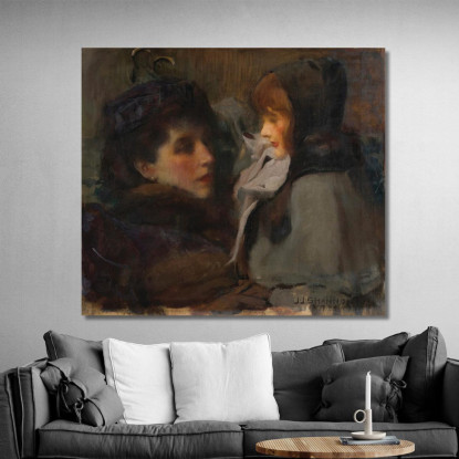 La Moglie E La Figlia Dell'Artista James Jebusa Shannon jjs37 quadro stampato su tela