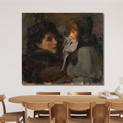 La Moglie E La Figlia Dell'Artista James Jebusa Shannon jjs37 quadro stampato su tela