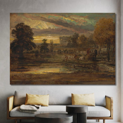 Bovini Presso Una Pozza All'Alba James Ward jwr9 quadro stampato su tela