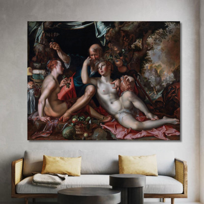Lot E Le Sue Figlie Joachim Wtewael jwl8 quadro stampato su tela