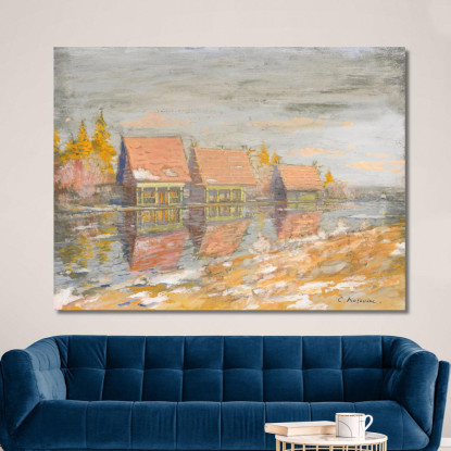 Dacie Sulla Riva Del Fiume Konstantin Alexeevich Korovin kak4 quadro stampato su tela
