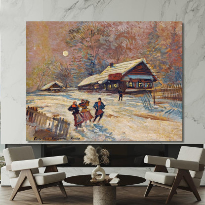 Festaioli Fuori Dalla Taverna Konstantin Alexeevich Korovin kak14 quadro stampato su tela