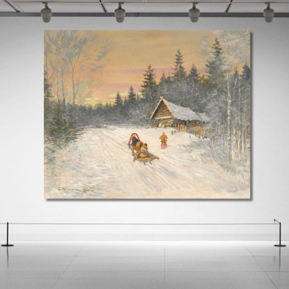 Villaggio Russo Sotto La Neve Konstantin Alexeevich Korovin kak26 quadro stampato su tela