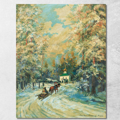 Slitta Che Si Dirige Verso Una Cappella Konstantin Alexeevich Korovin kak33 quadro stampato su tela