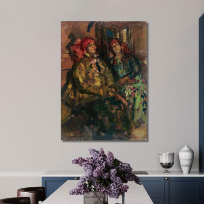 Due Ragazze In Costumi Contadini Konstantin Alexeevich Korovin kak36 quadro stampato su tela