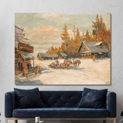Corsa In Slitta Invernale Konstantin Alexeevich Korovin kak41 quadro stampato su tela