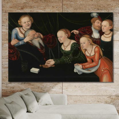 Vecchio Ingannato Da Cortigiane Lucas Cranach the Elder lce40 quadro stampato su tela