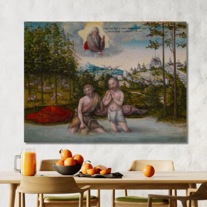 Il Battesimo Di Cristo Lucas Cranach the Elder lce61 quadro stampato su tela