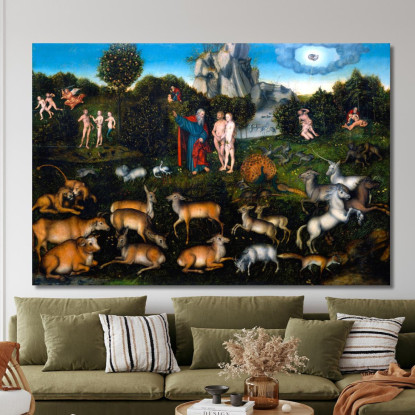 Il Giardino Dell'Eden Lucas Cranach the Elder lce68 quadro stampato su tela