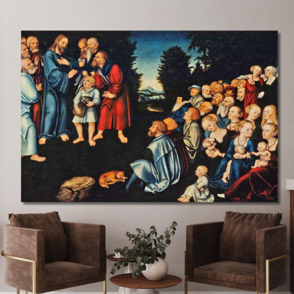Il Miracolo Dei Cinque Pani E Due Pesci Lucas Cranach the Elder lce82 quadro stampato su tela
