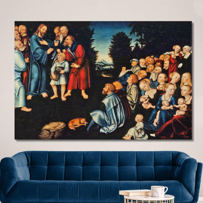 Il Miracolo Dei Cinque Pani E Due Pesci Lucas Cranach the Elder lce82 quadro stampato su tela