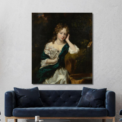 Ritratto Di Una Dama Seduta Accanto A Una Fontana Nicolaes Maes nma20 quadro stampato su tela
