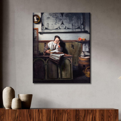 Il Contabile Nicolaes Maes nma35 quadro stampato su tela