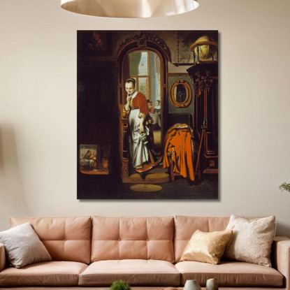 La Casalinga In Ascolto (La Pettegola) Nicolaes Maes nma38 quadro stampato su tela