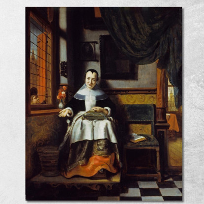 La Donna Virtuosa Nicolaes Maes nma40 quadro stampato su tela