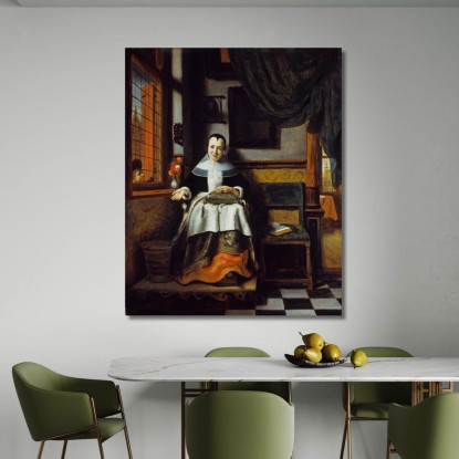 La Donna Virtuosa Nicolaes Maes nma40 quadro stampato su tela