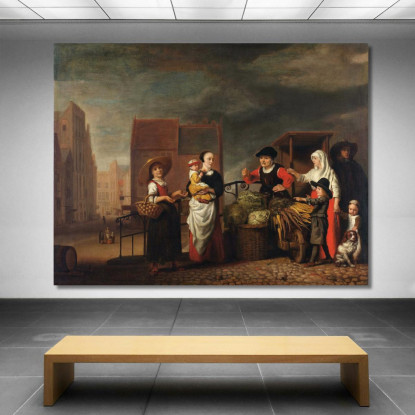 Mercato Delle Verdure Nicolaes Maes nma41 quadro stampato su tela