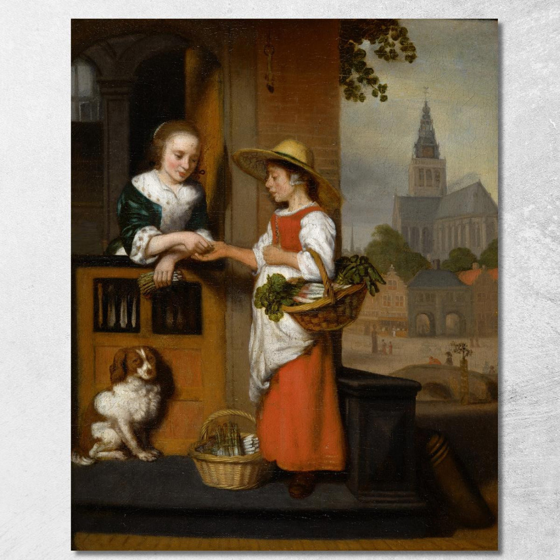 Venditrice Di Verdure Nicolaes Maes nma42 quadro stampato su tela Venditrice Di Verdure Nicolaes Maes nma42 quadro stampato su tela