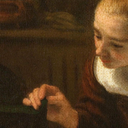 Giovane Donna Accanto A Una Culla Nicolaes Maes nma43 quadro stampato su tela