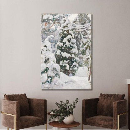 Ginepro Nella Neve Pekka Halonen phl10 quadro stampato su tela