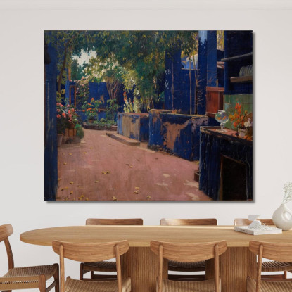 Cortile Blu. Arenys De Munt Santiago Rusiñol srs3 quadro stampato su tela
