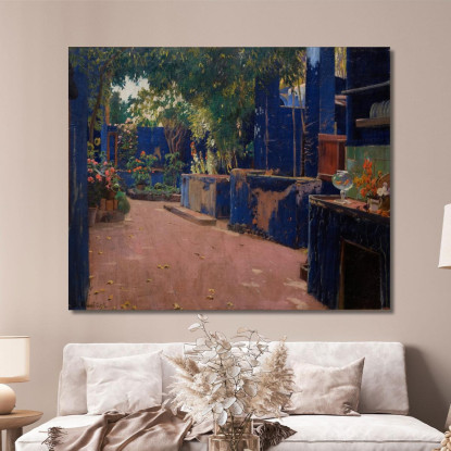 Cortile Blu. Arenys De Munt Santiago Rusiñol srs3 quadro stampato su tela