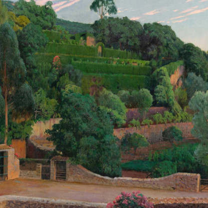 Anfiteatro Verde: Una Vista Dei Giardini Di Sa Coma Santiago Rusiñol srs17 quadro stampato su tela