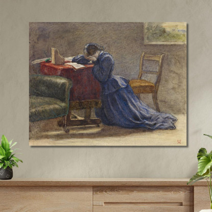 Una Moglie – In Ginocchio Sul Tappeto Con Il Viso Tra Le Mani Sir John Everett Millais jem3 quadro stampato su tela
